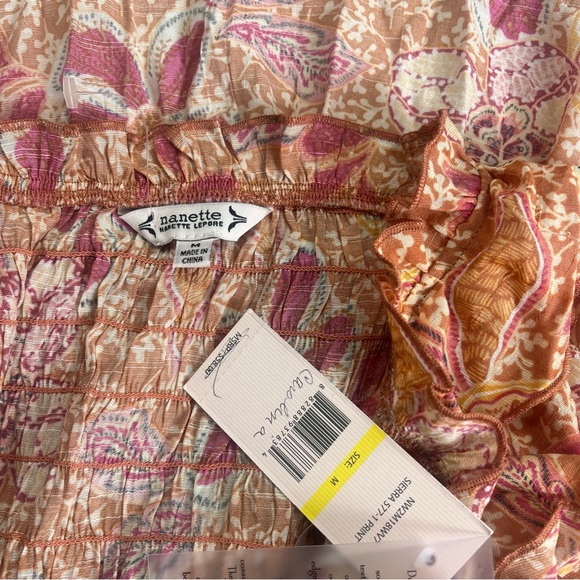 Nanette Lepore women’s orange floral top  M L5-31 - Picture 4 of 5